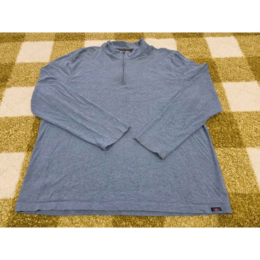 Faherty Brand Mens XXL Blue Heathered Cotton Modal Quarter Zip Pullover Sweater